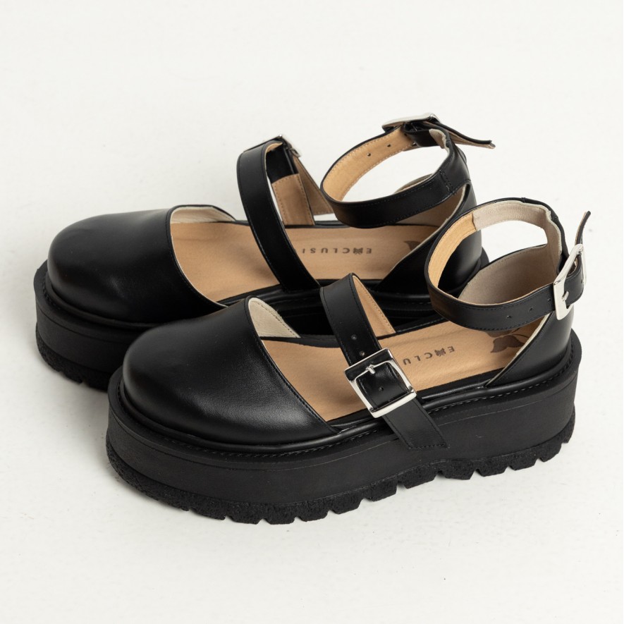 .Pantofi -  Double Belt -  Black 2.0